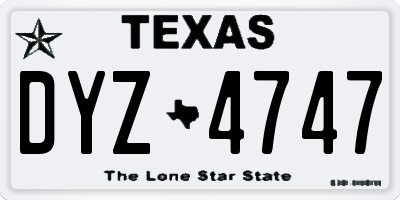 TX license plate DYZ4747