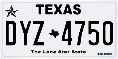 TX license plate DYZ4750