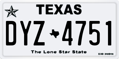 TX license plate DYZ4751