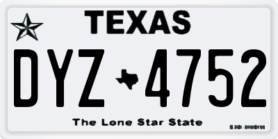 TX license plate DYZ4752