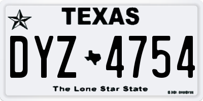 TX license plate DYZ4754