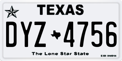 TX license plate DYZ4756