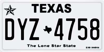 TX license plate DYZ4758