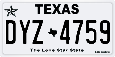 TX license plate DYZ4759