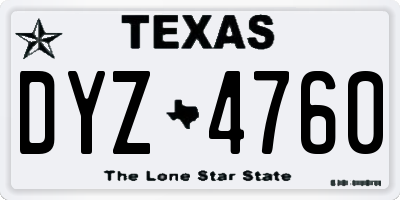 TX license plate DYZ4760