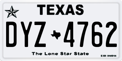 TX license plate DYZ4762