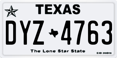 TX license plate DYZ4763