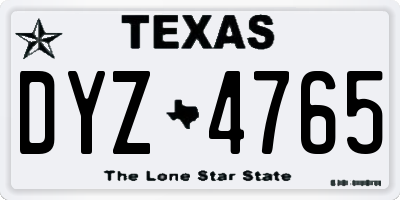 TX license plate DYZ4765