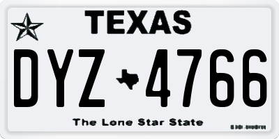 TX license plate DYZ4766