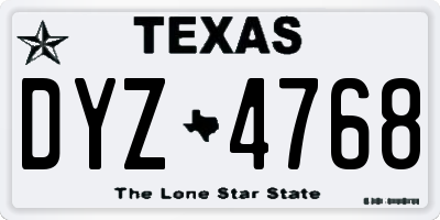 TX license plate DYZ4768
