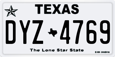 TX license plate DYZ4769