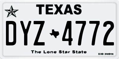 TX license plate DYZ4772
