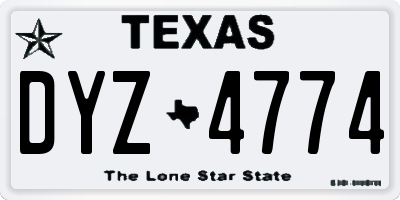 TX license plate DYZ4774