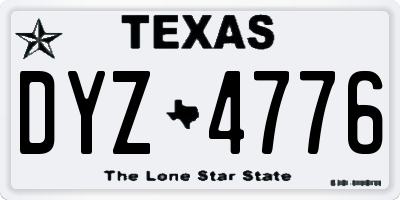 TX license plate DYZ4776