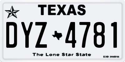 TX license plate DYZ4781