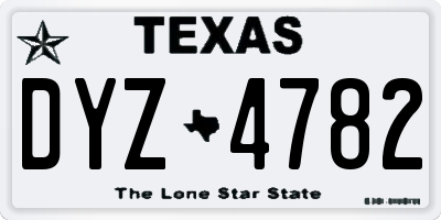 TX license plate DYZ4782