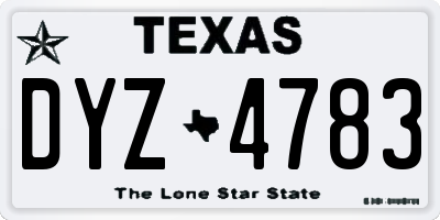TX license plate DYZ4783
