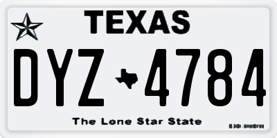 TX license plate DYZ4784