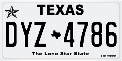 TX license plate DYZ4786