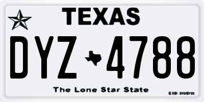TX license plate DYZ4788
