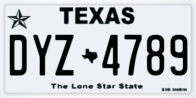 TX license plate DYZ4789
