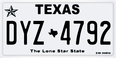 TX license plate DYZ4792