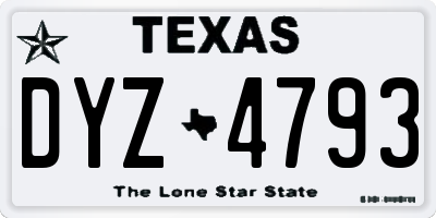 TX license plate DYZ4793