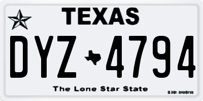 TX license plate DYZ4794