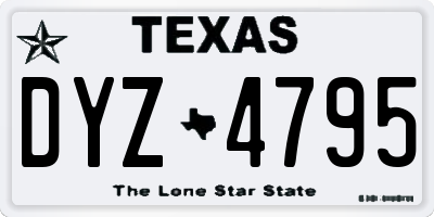 TX license plate DYZ4795