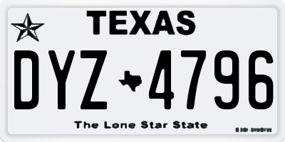 TX license plate DYZ4796