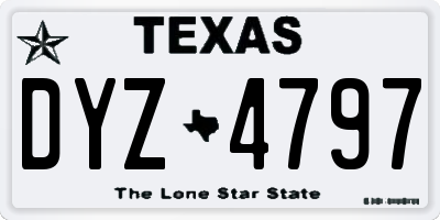 TX license plate DYZ4797