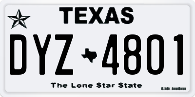 TX license plate DYZ4801