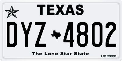 TX license plate DYZ4802
