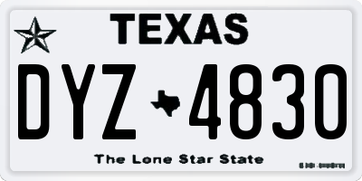 TX license plate DYZ4830