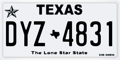 TX license plate DYZ4831