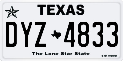 TX license plate DYZ4833