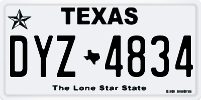 TX license plate DYZ4834