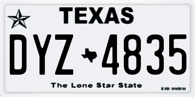 TX license plate DYZ4835