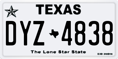 TX license plate DYZ4838