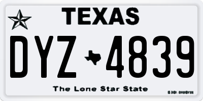 TX license plate DYZ4839