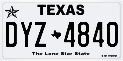 TX license plate DYZ4840