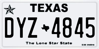 TX license plate DYZ4845
