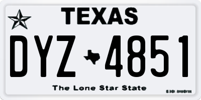 TX license plate DYZ4851