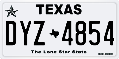 TX license plate DYZ4854