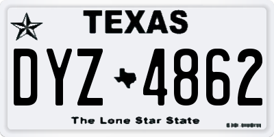 TX license plate DYZ4862