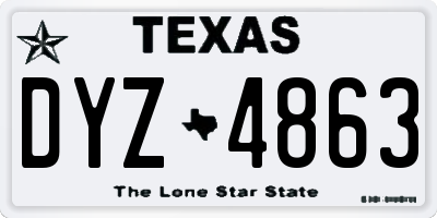 TX license plate DYZ4863
