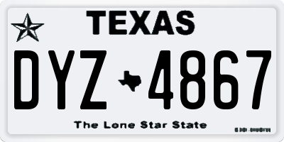 TX license plate DYZ4867