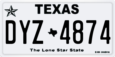 TX license plate DYZ4874
