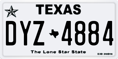 TX license plate DYZ4884