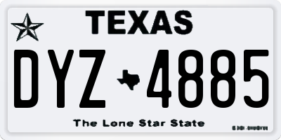 TX license plate DYZ4885